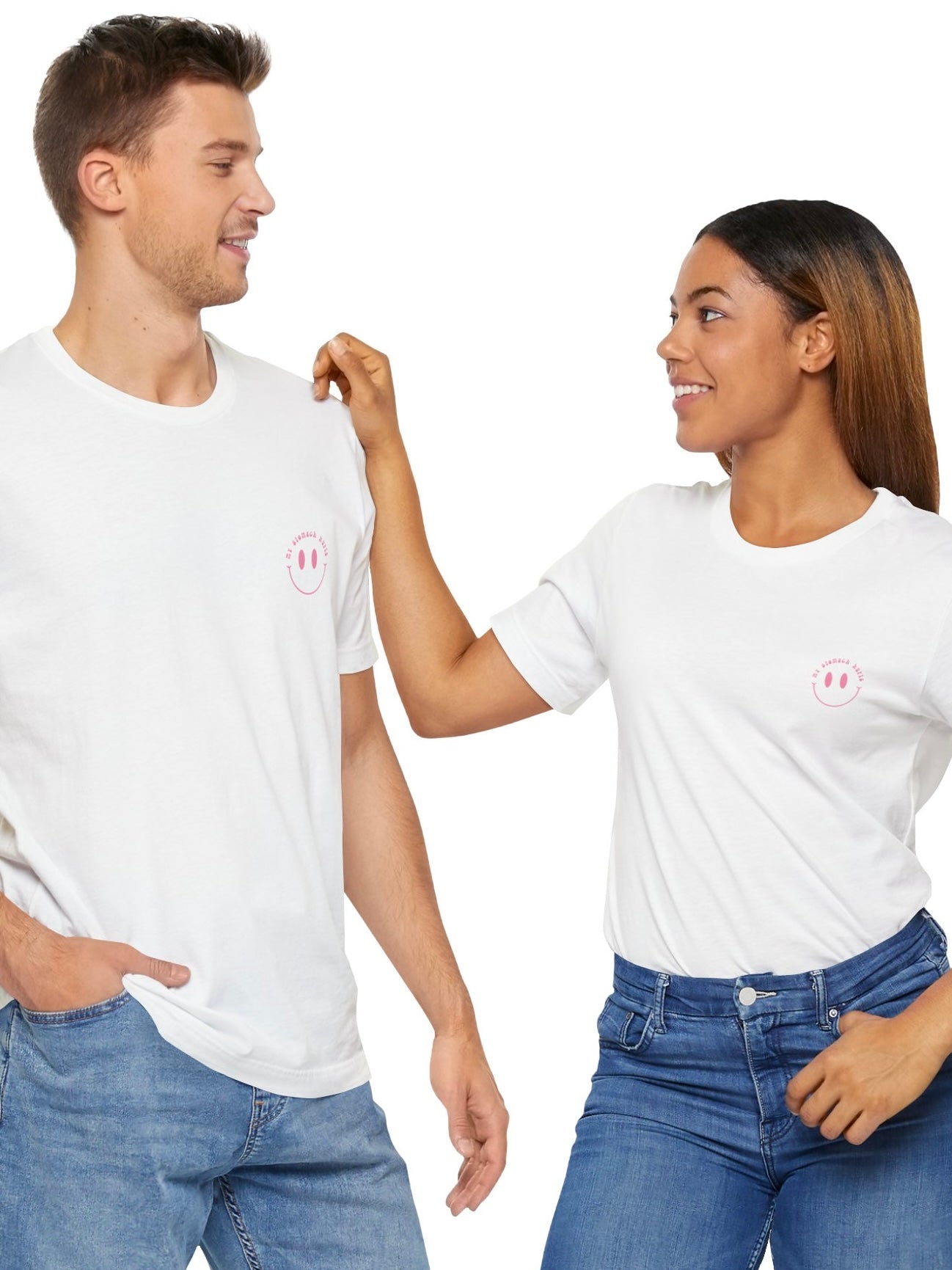my stomach hurts tee - white with back design